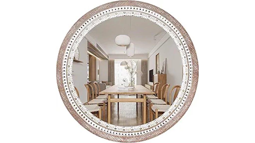 24 inch wooden round mirror