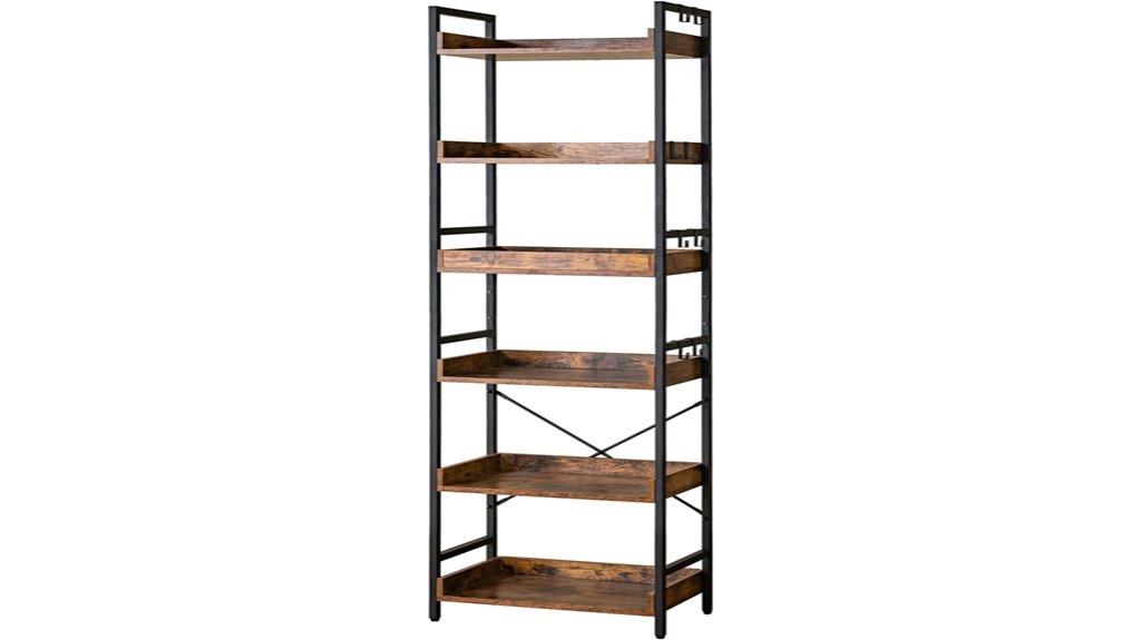 adjustable 6 tier bookcase