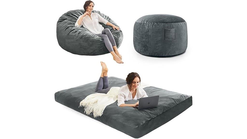 adult charcoal bean bag