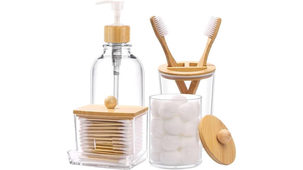 bamboo bathroom accessories set