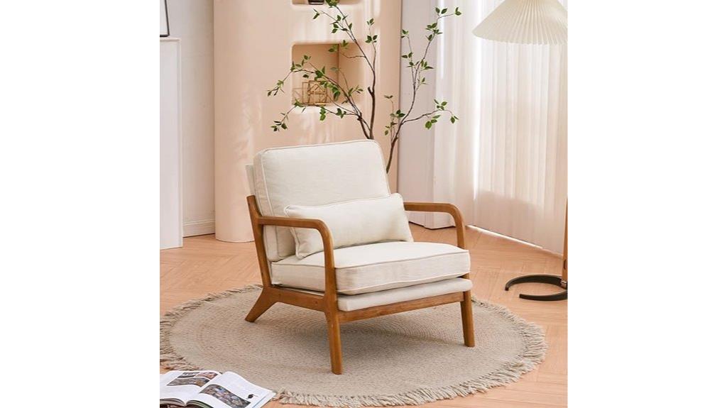beige linen lounge chair