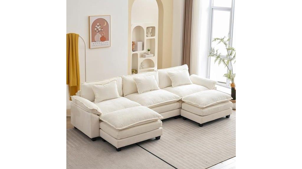 beige white modular sofa