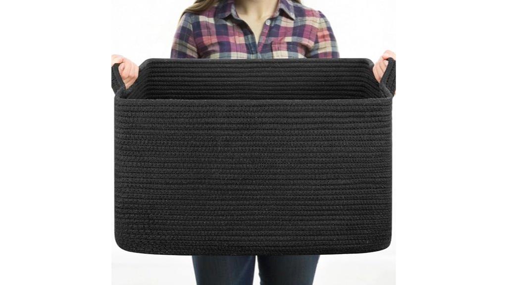 black blanket storage basket