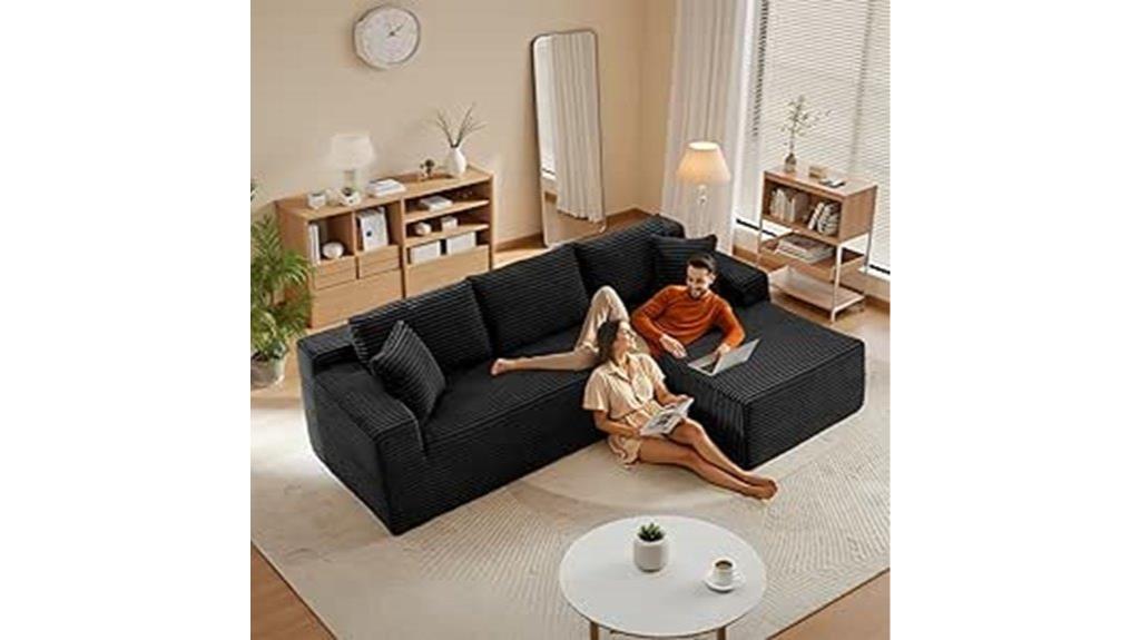 black l shaped cloud couch