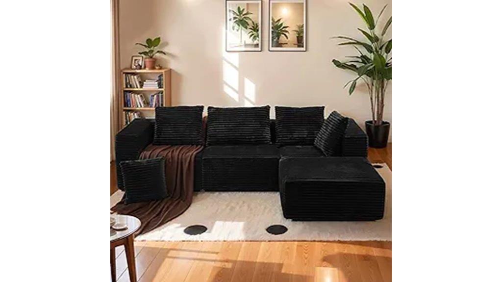 black l shaped sofa