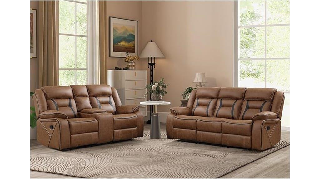 brown recliner sofa set