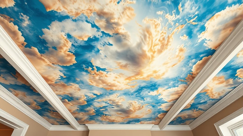 ceiling wallpaper enhances room ambiance