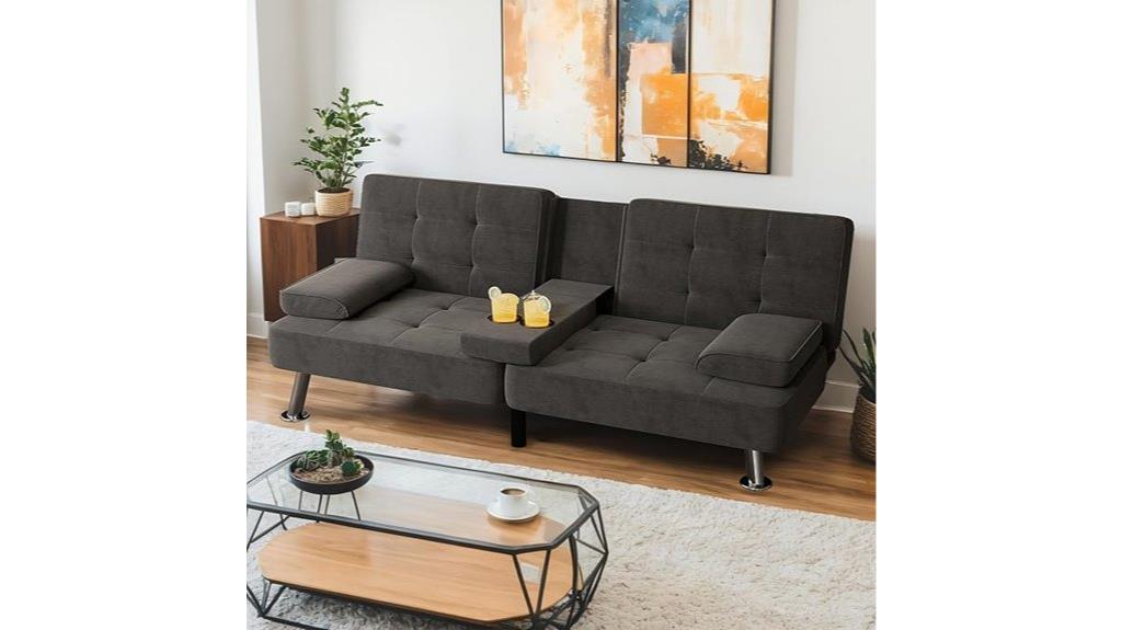 convertible linen futon sofa