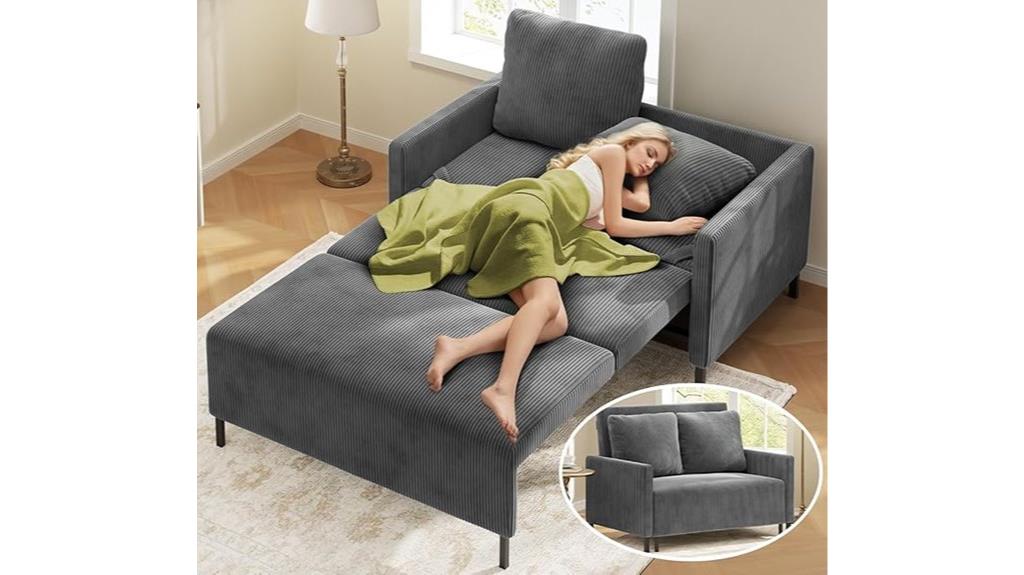convertible sofa bed with pillows