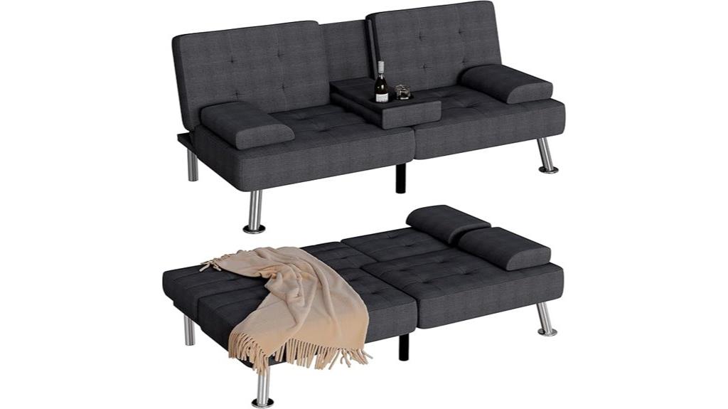 convertible sofa with cup holders