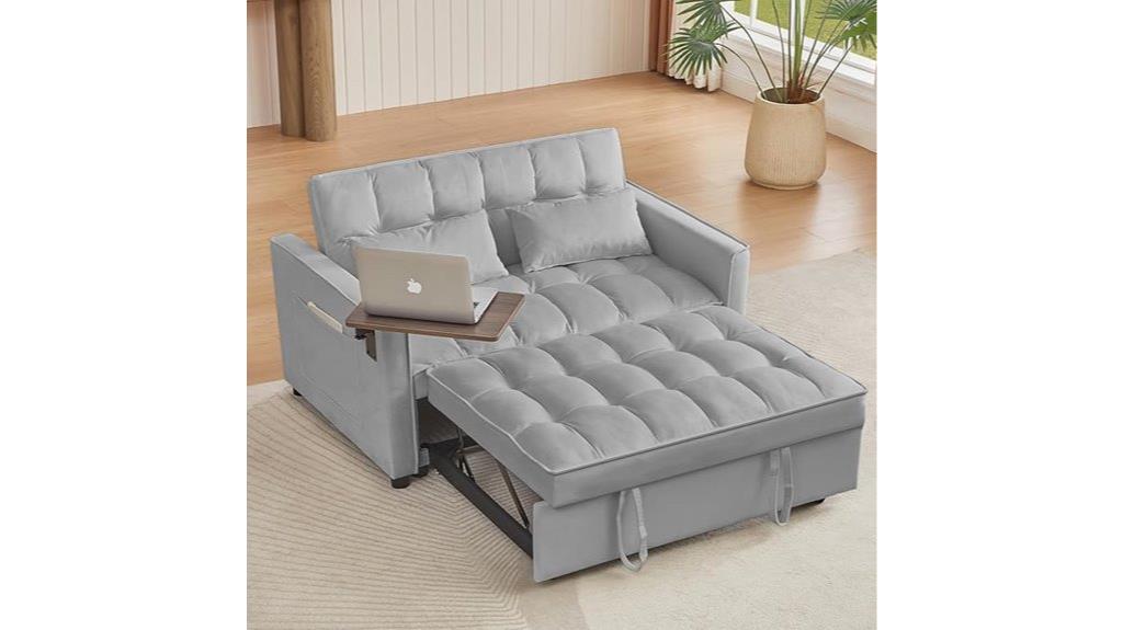 convertible sofa with table