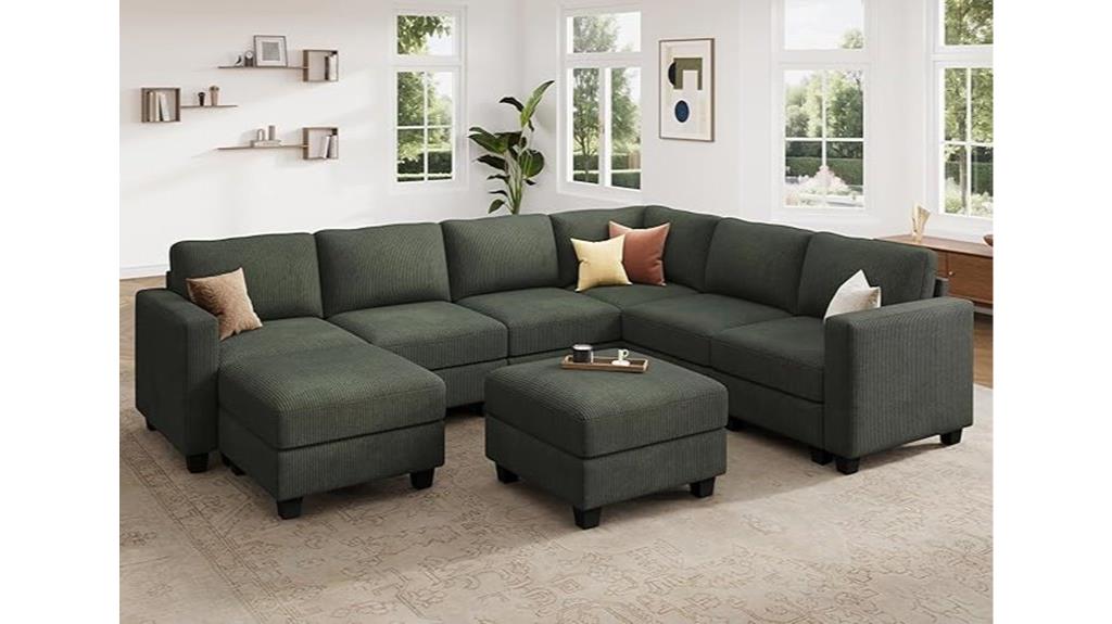 corduroy u shaped sectional