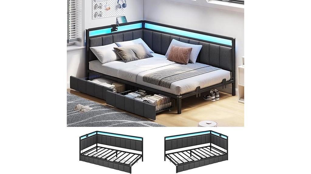 corner bed with storage