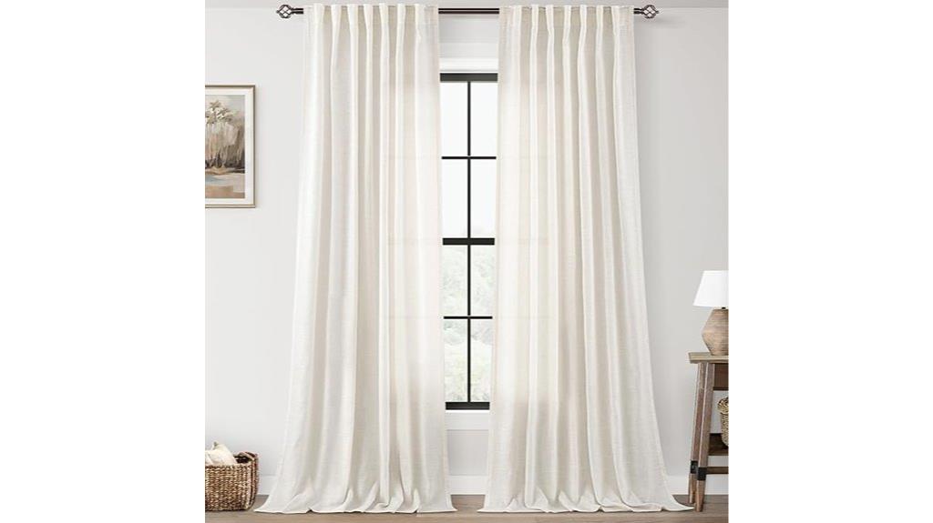 cream linen curtain set