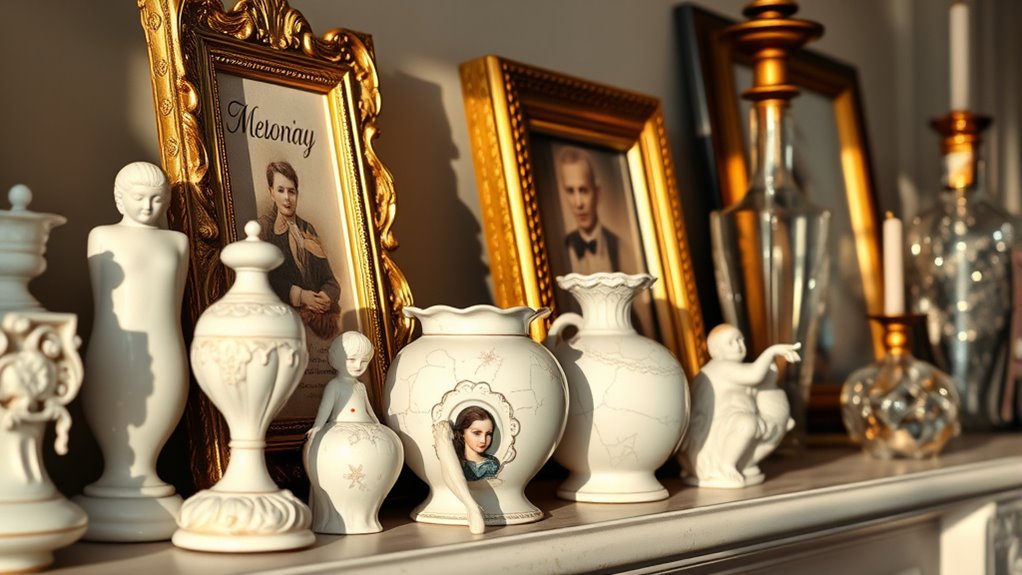 decorative layered mantelpiece art