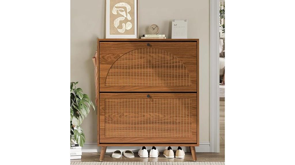 double flip drawer shoe cabinet