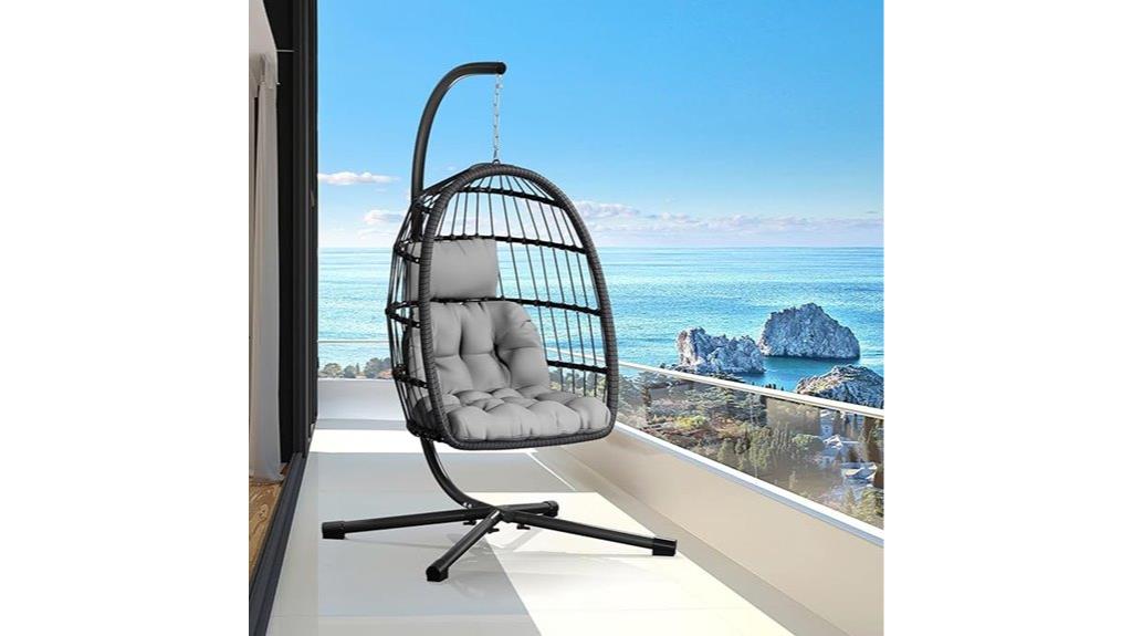 egg shaped wicker swing