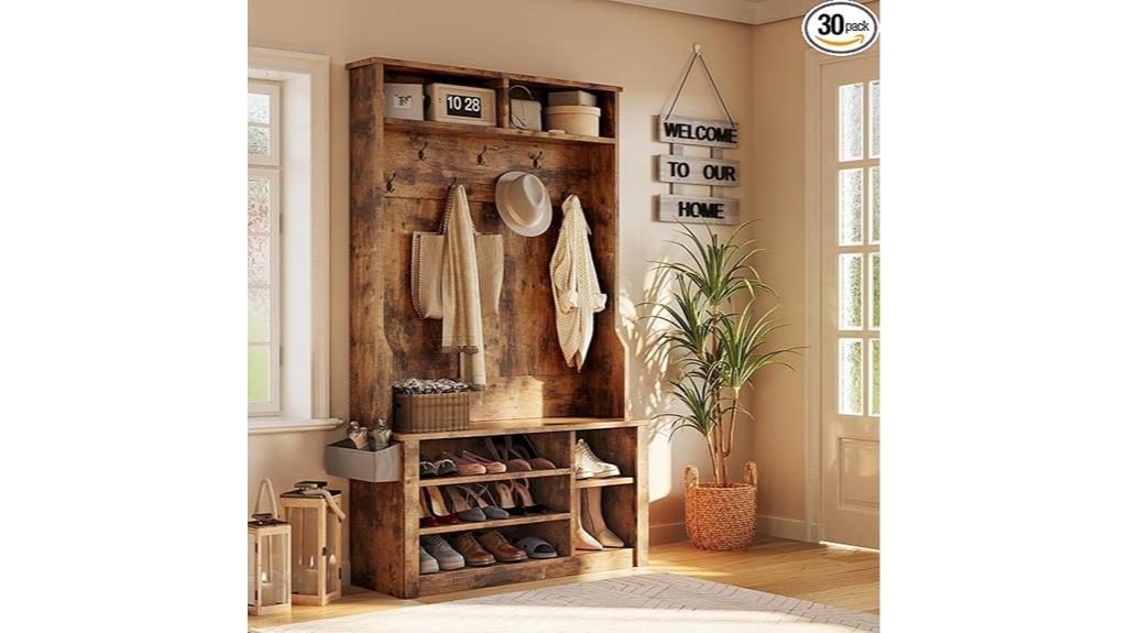 entryway hall tree with bench