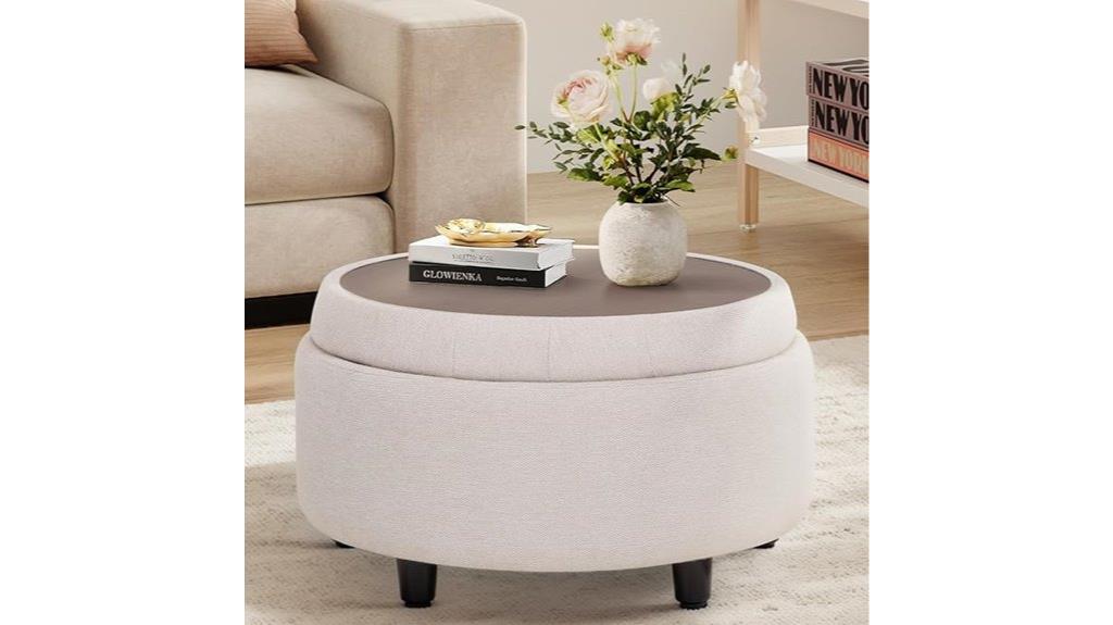 fabric round storage ottoman