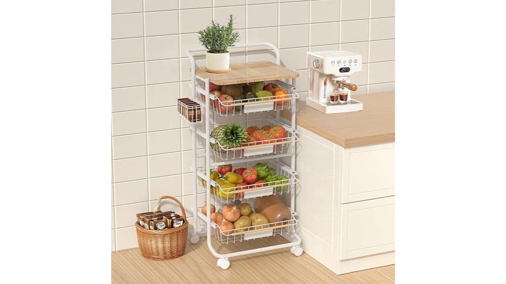 five tier kitchen storage cart