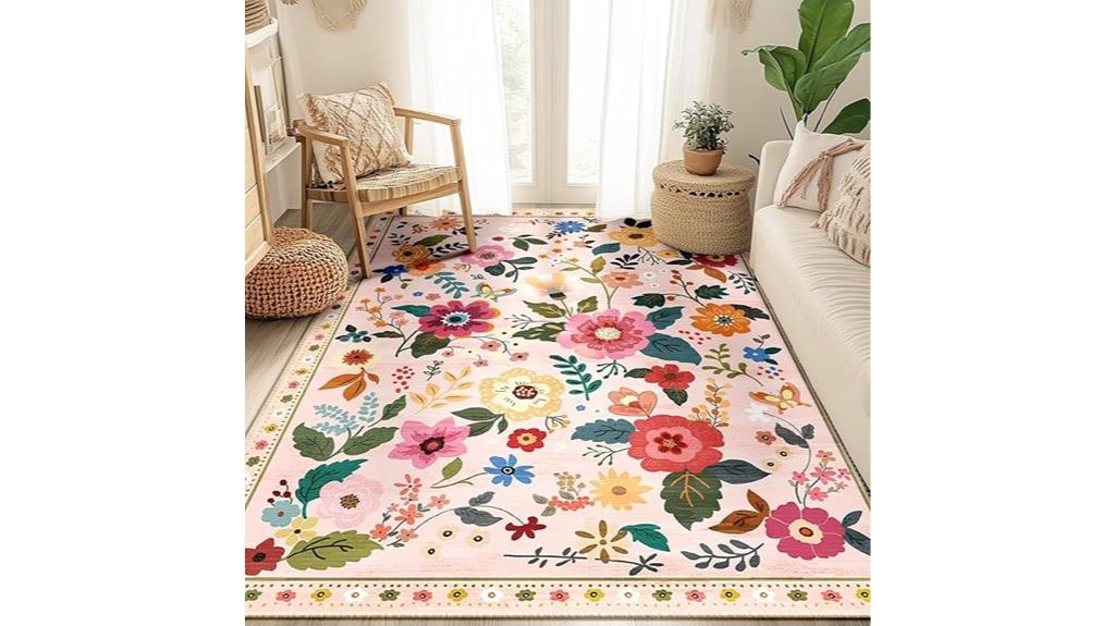 floral washable non slip rug