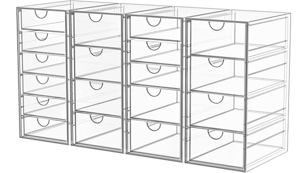 four drawer acrylic makeup organizer