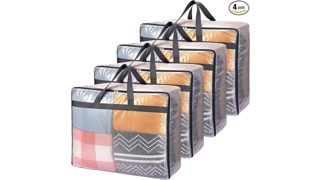 four pack clear zipper bags