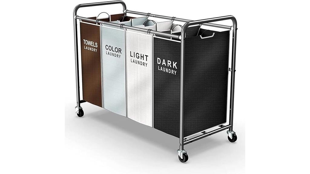 four section laundry cart