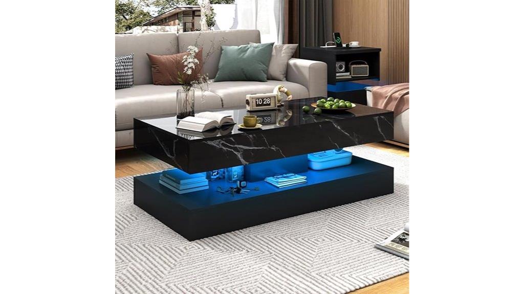 glossy led coffee table