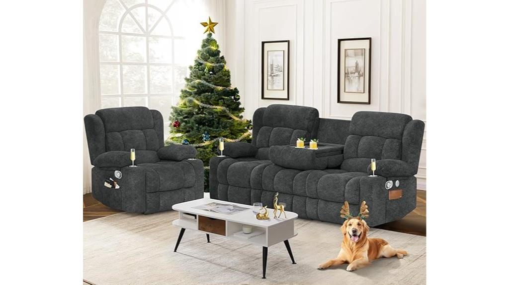 gray recliner sofa set