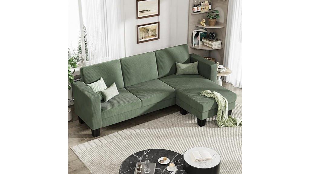 green l shaped sofa