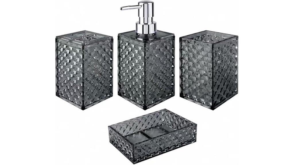 grey plastic bathroom accessories