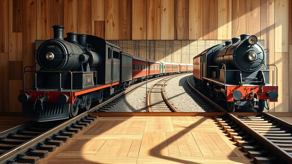 horizontal hanging railroading wallpaper