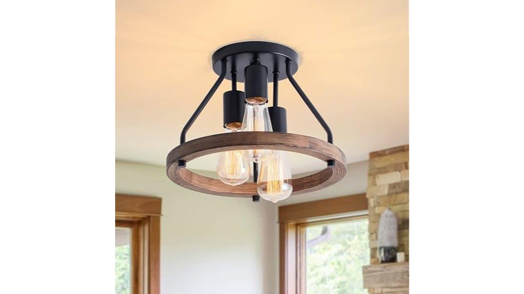 industrial wood circle light