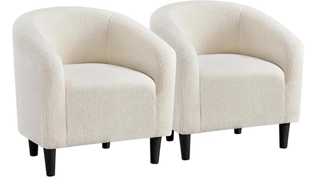 ivory furry barrel chairs