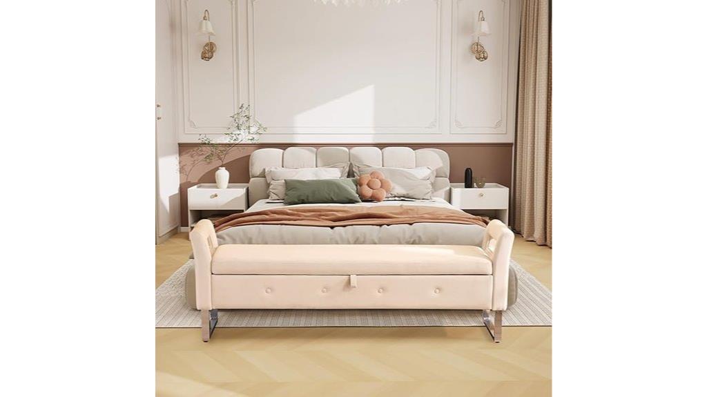 king size beige velvet ottoman