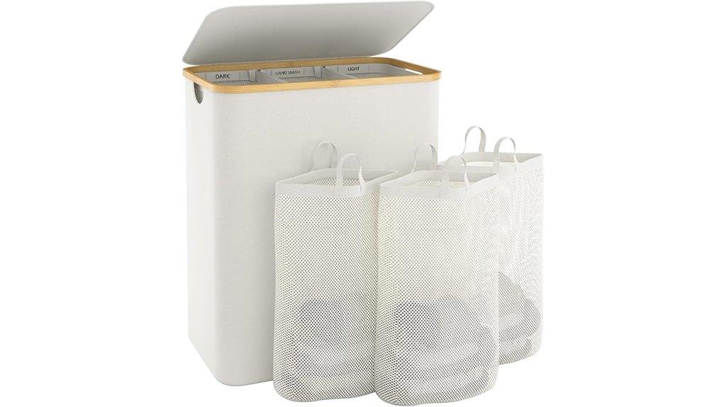 large three section laundry basket