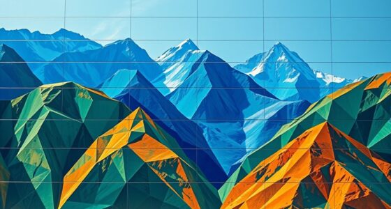 layered geometric mountain mural