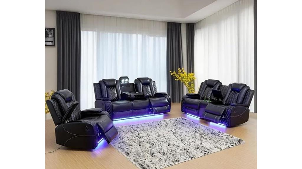 led lit leather recliner