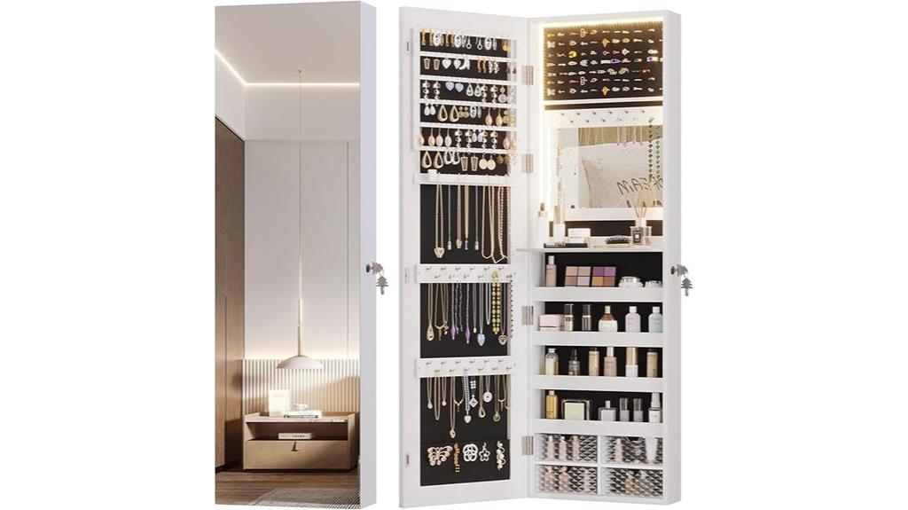 led mirror jewelry cabinet