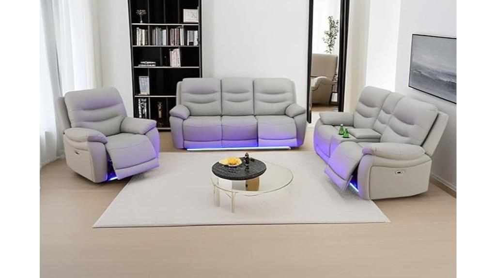 led recliner sofa set
