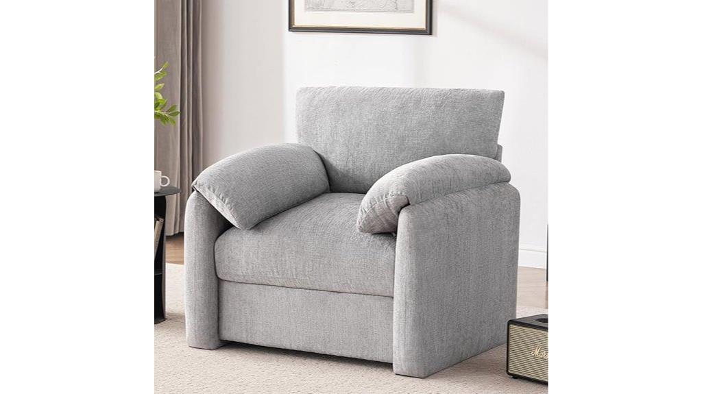light grey chenille armchair