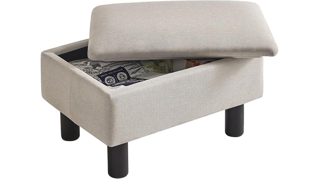 linen fabric storage ottoman