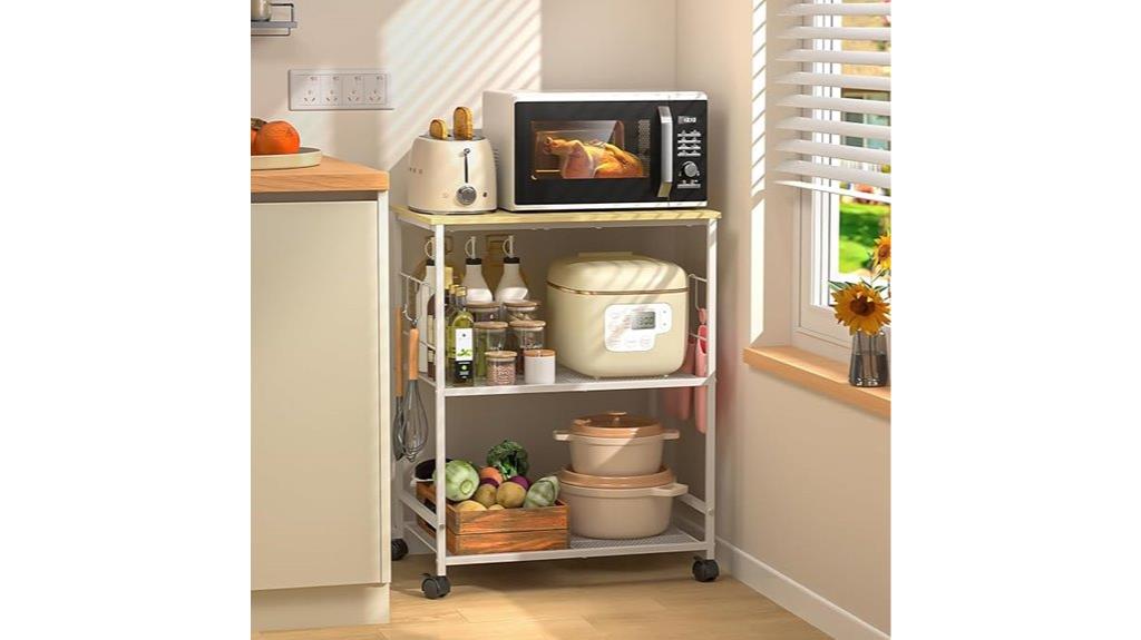 mobile microwave cart with storage