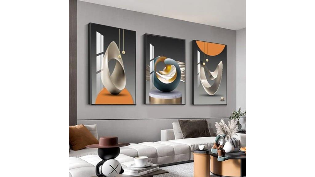 modern abstract 3 panel artwork