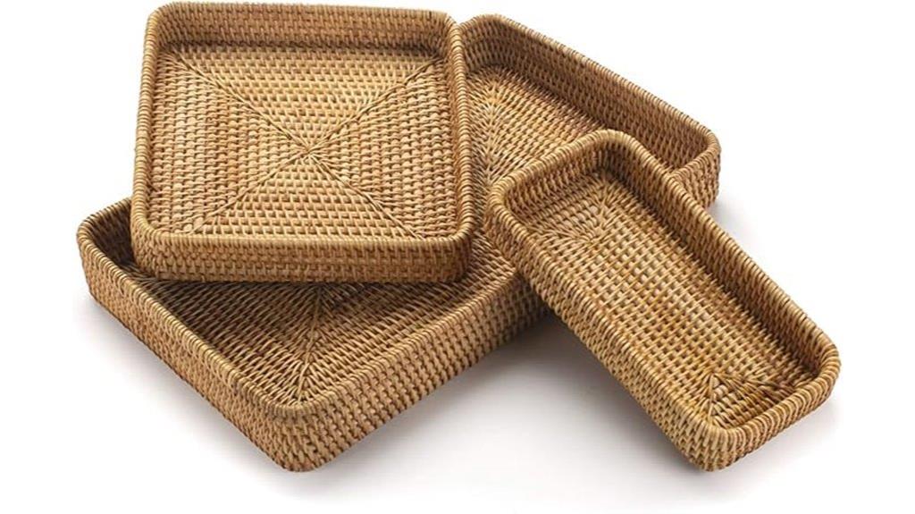 natural wicker serving tray