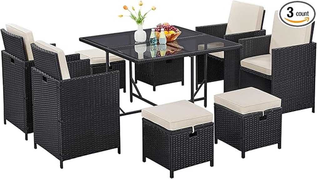 nine piece patio dining set