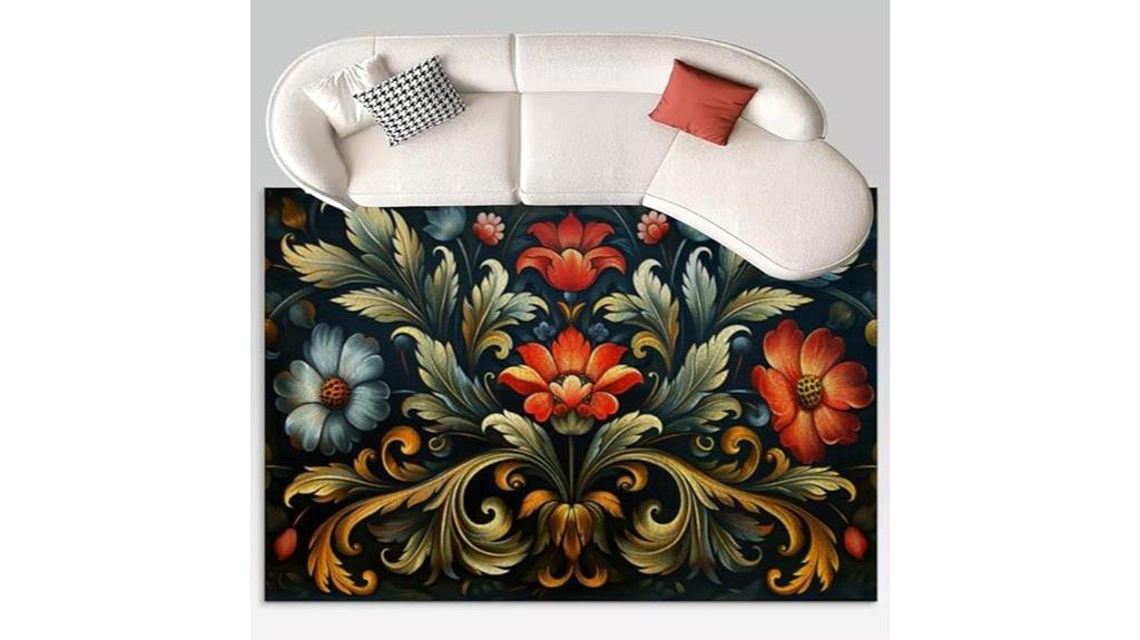 norwegian rosemaling folk rug