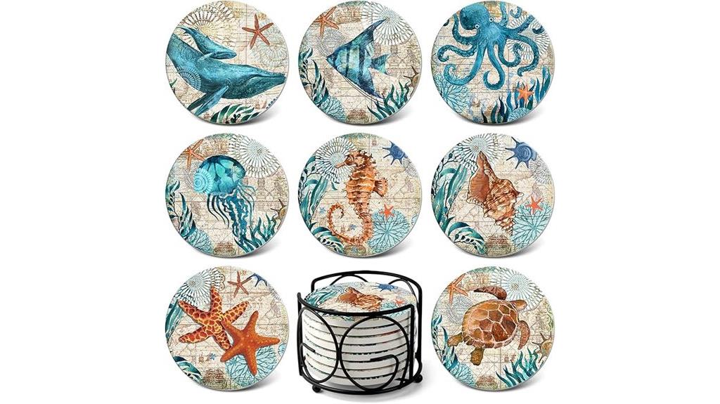 ocean themed absorbing coasters