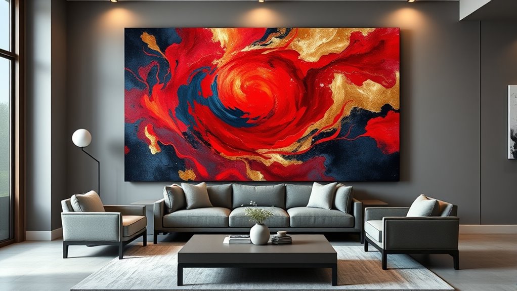 oversized art enhances focal impact